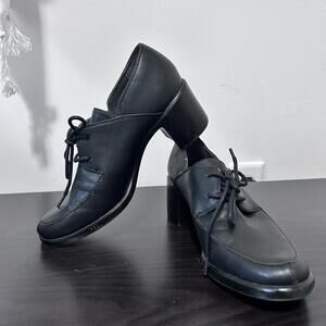 Aerosole  Endearing black leather Lace up Chucky heel‎ shoes women's size 7